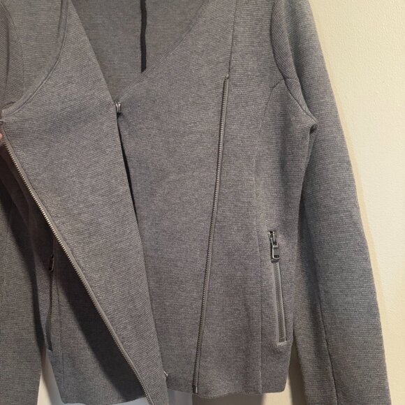 Loft Medium Grey Womens Wool Blend Moto Knit sweater - Picture 5 of 12